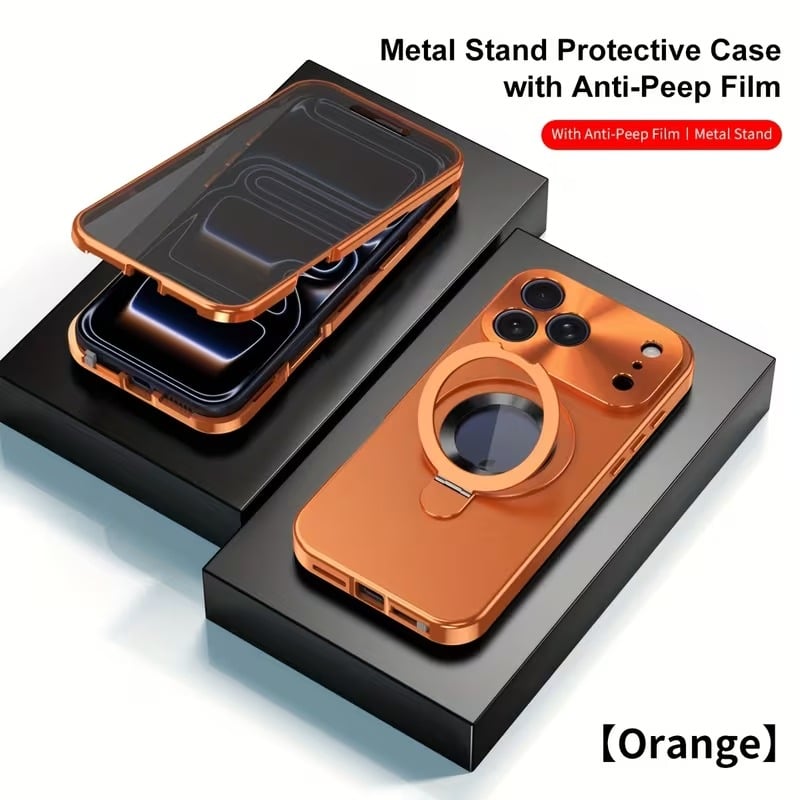 Privacy Screen & Magnetic Phone Case  work with iPhone Stand Ring Holder