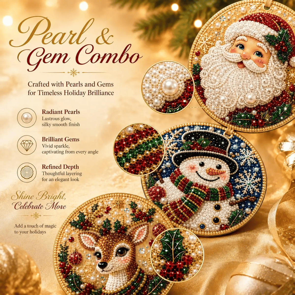 🔥Last Day of the Promotion!🎄Christmas DIY Diamond Painting Ornament Set (6‑Pieces)🎅