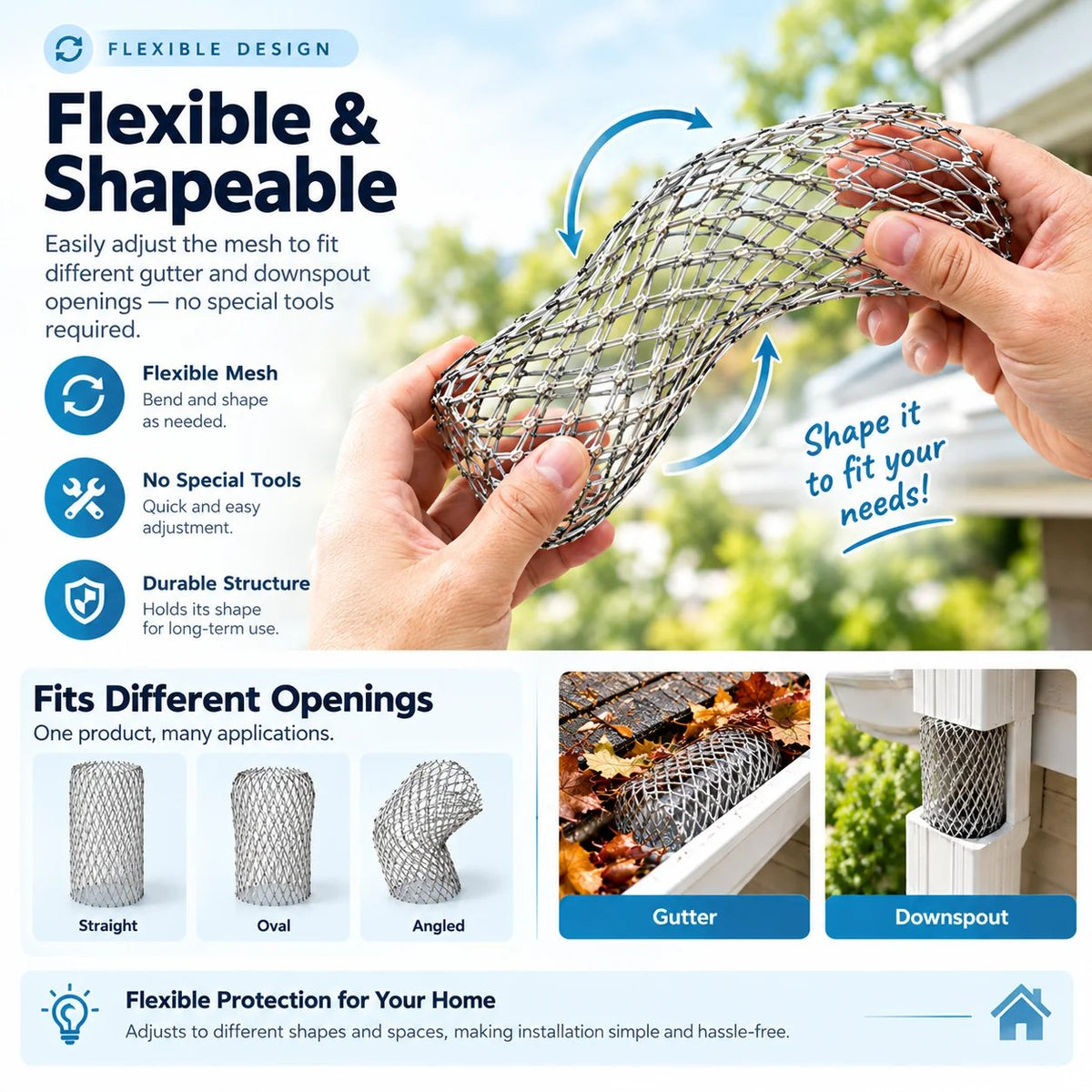 🍂Flexible Aluminum Gutter Leaf Guard – Keep Leaves Out, Let Water Flow🛡️