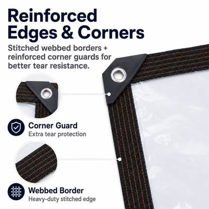 🌧️ Clear Waterproof, Windproof & Cold-Resistant Tarp – All-Weather Outdoor Protection