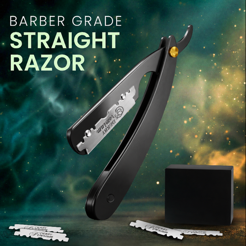Professional Straight Razor for Men | Barber Straight Edge + 10 Blades Included