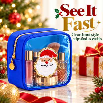 🎄 Christmas Tree Clear Makeup Bag – Festive Travel Organizer