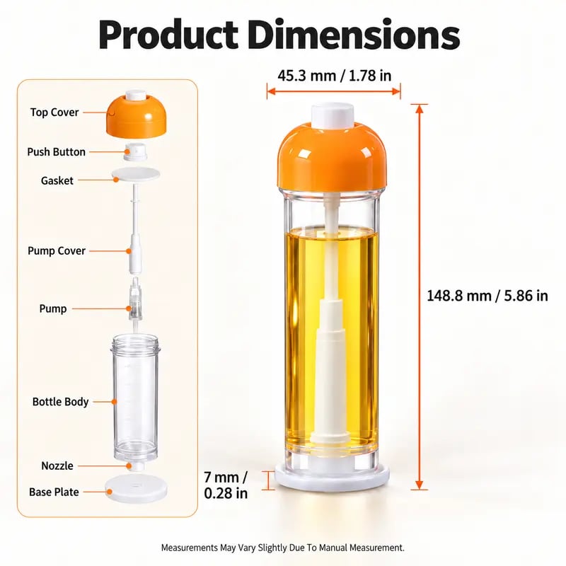 Refillable Fine Mist Cooking Oil Sprayer – Air Fryer & BBQ Essential Oil Mister Bottle for Healthy Portion Control
