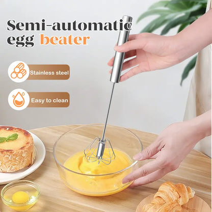 ⚡ Stainless Steel Hand-Push Whisk – Effortless Mixing in Seconds! 🍳