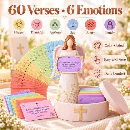 🙏✨Hand-Crafted Angel Figurine with Color-Coded Bible Verse Cards & Storage Box 🕊️🎁(📦Buy 2 Free Shipping)