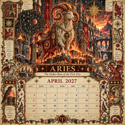 📅✨2027 Zodiac Grimoire Calendar™ | 12 Signs, 12 Forbidden Chapters