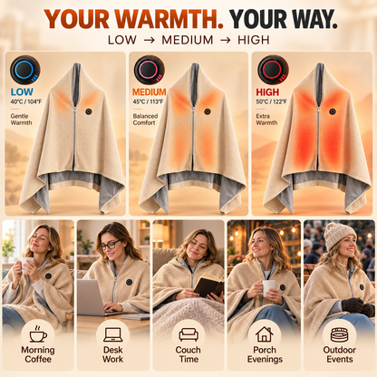 ⛄LIMITED-TIME 49% OFF‼️💞54K+ SOLD⭐🔥 USB HEATED WEARABLE SHAWL