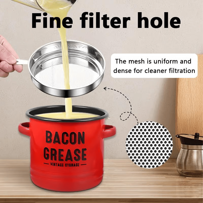 🔥Last Day 49% OFF🎁46 oz bacon grease container with strainer and food-grade silicone spatula