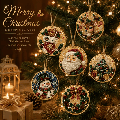 🔥Last Day of the Promotion!🎄Christmas DIY Diamond Painting Ornament Set (6‑Pieces)🎅