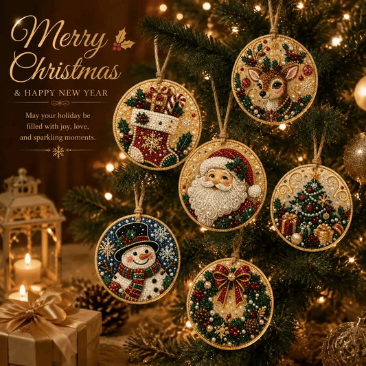 🔥Last Day of the Promotion!🎄Christmas DIY Diamond Painting Ornament Set (6‑Pieces)🎅
