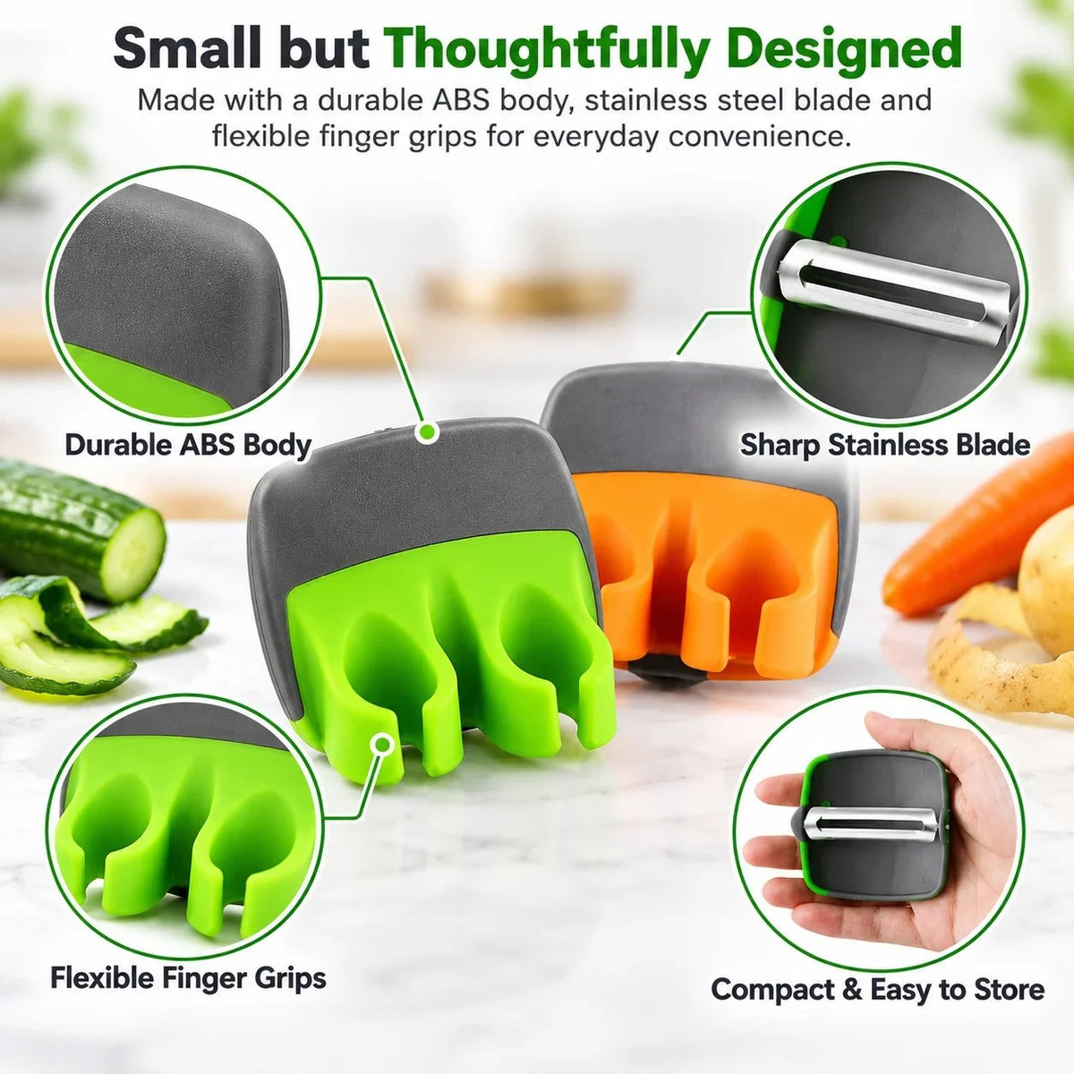 Palm Vegetable Peeler – Comfortable Finger-Fit Design