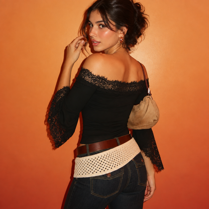 💕49％OFF🔥Elegant Off-Shoulder Lace Bell Sleeve Top for Women