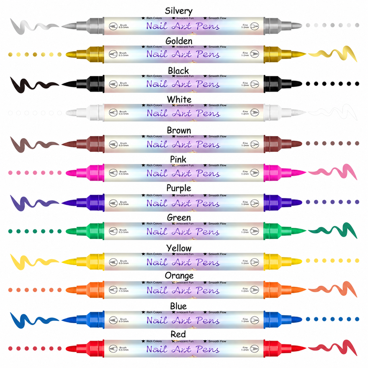 12/24 Colors Nail Art Pens – DIY 3D Markers for Drawing, Dotting & Manicure