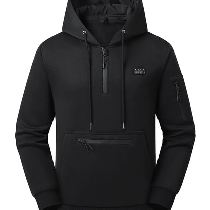 🔥 Men's 26-Zone Heated Hoodie – USB Powered Half-Zip Winter Pullover