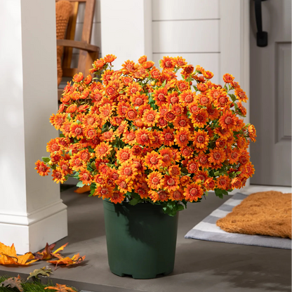 Artificial Outdoor Sunset Mums Flowers - UV resistant, Waterproof, Windproof