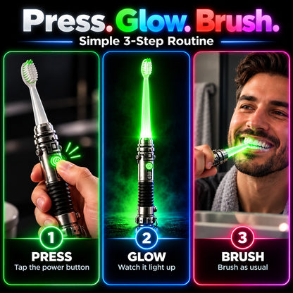 Galactic Glow LED Manual Toothbrush ⚡Soft Bristles, Ergonomic Grip & 30-Day Replaceable Battery 🦷
