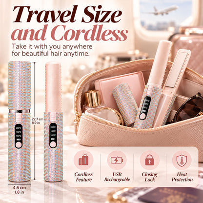 💕✨ Rechargeable Mini Hair Straightener – Cordless USB-C Portable Styling Iron