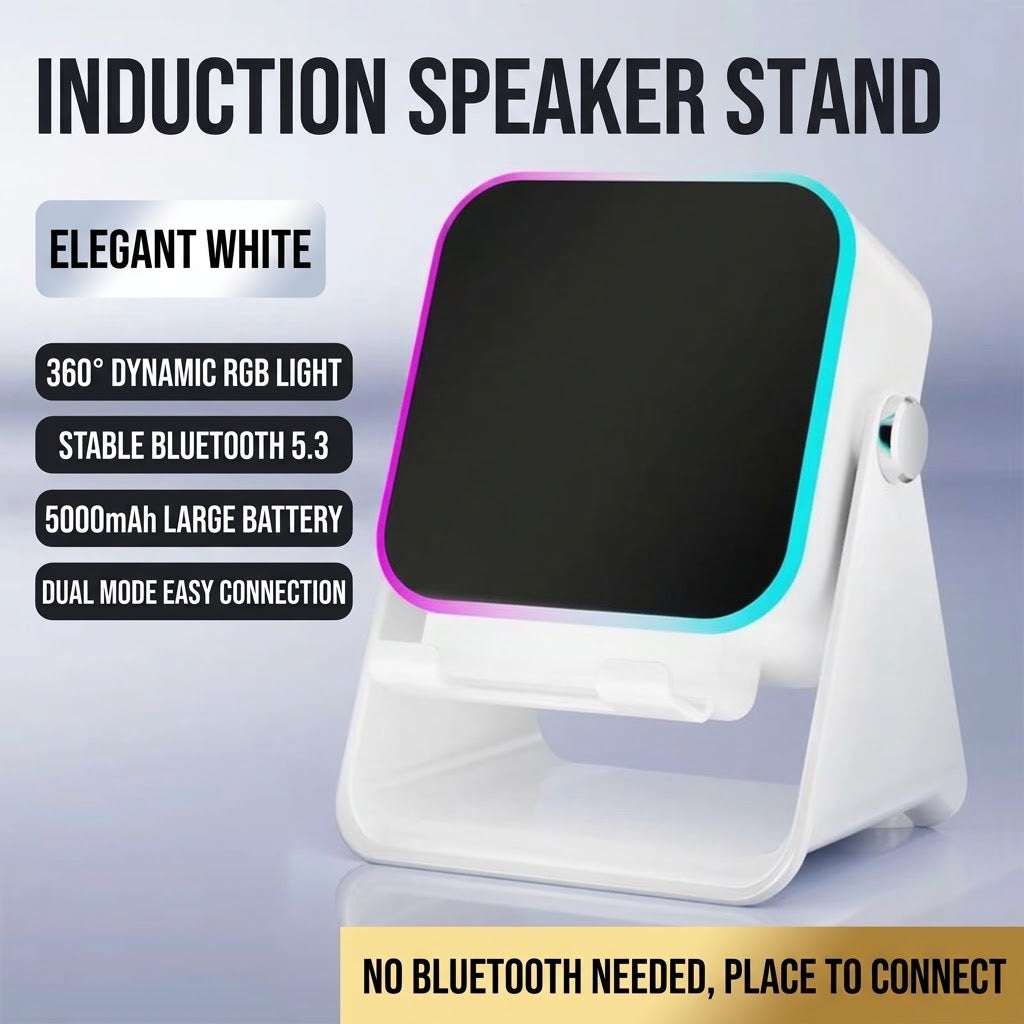 🎵📱 5-in-1: Bluetooth Speaker + Phone Stand + 8 RGB Lighting Effects + 360° Adjustable Mount + 3500mAh Battery