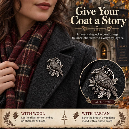 🐦‍⬛ Gothic Celtic Raven Brooch – 🔥Dark Academia Statement Pin