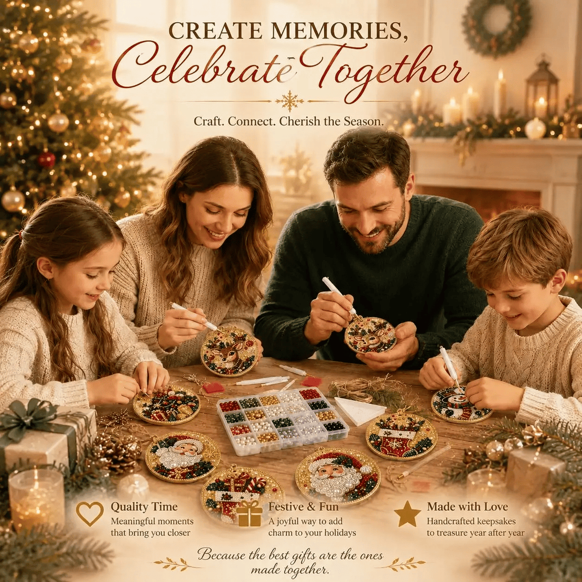🔥Last Day of the Promotion!🎄Christmas DIY Diamond Painting Ornament Set (6‑Pieces)🎅