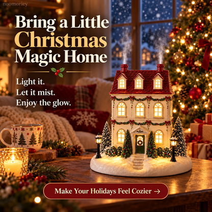 🔥Last Day 43% OFF🎄 Christmas House Aroma Diffuser – Warm Light & Gentle Mist Holiday Decor