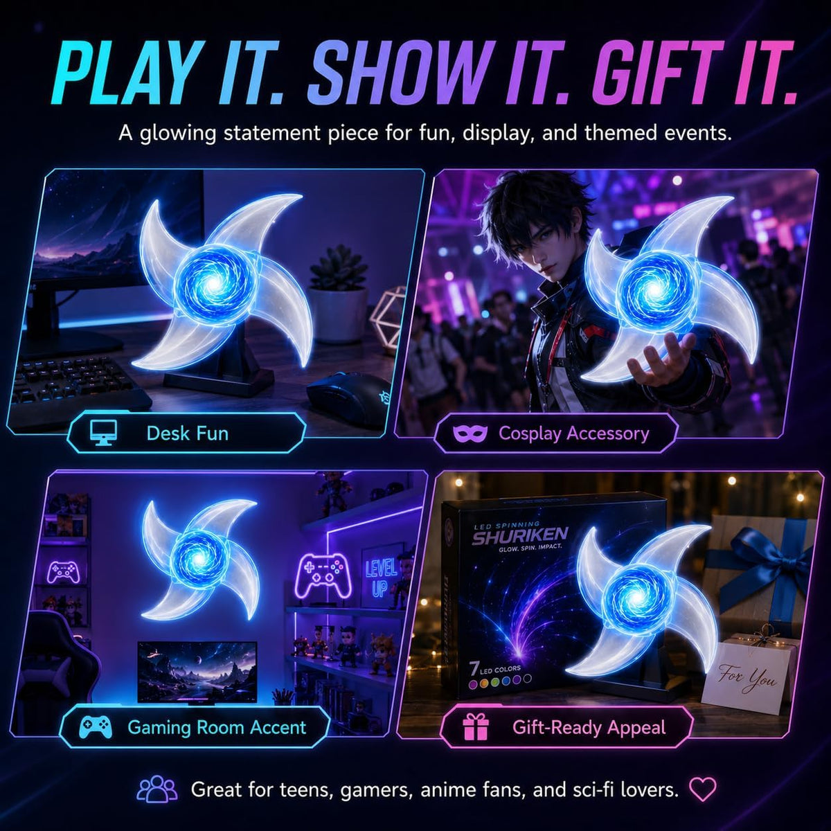 LED Rasenshuriken Fidget Spinner — Spin, Glow & Bring Your Energy to Life ⚡