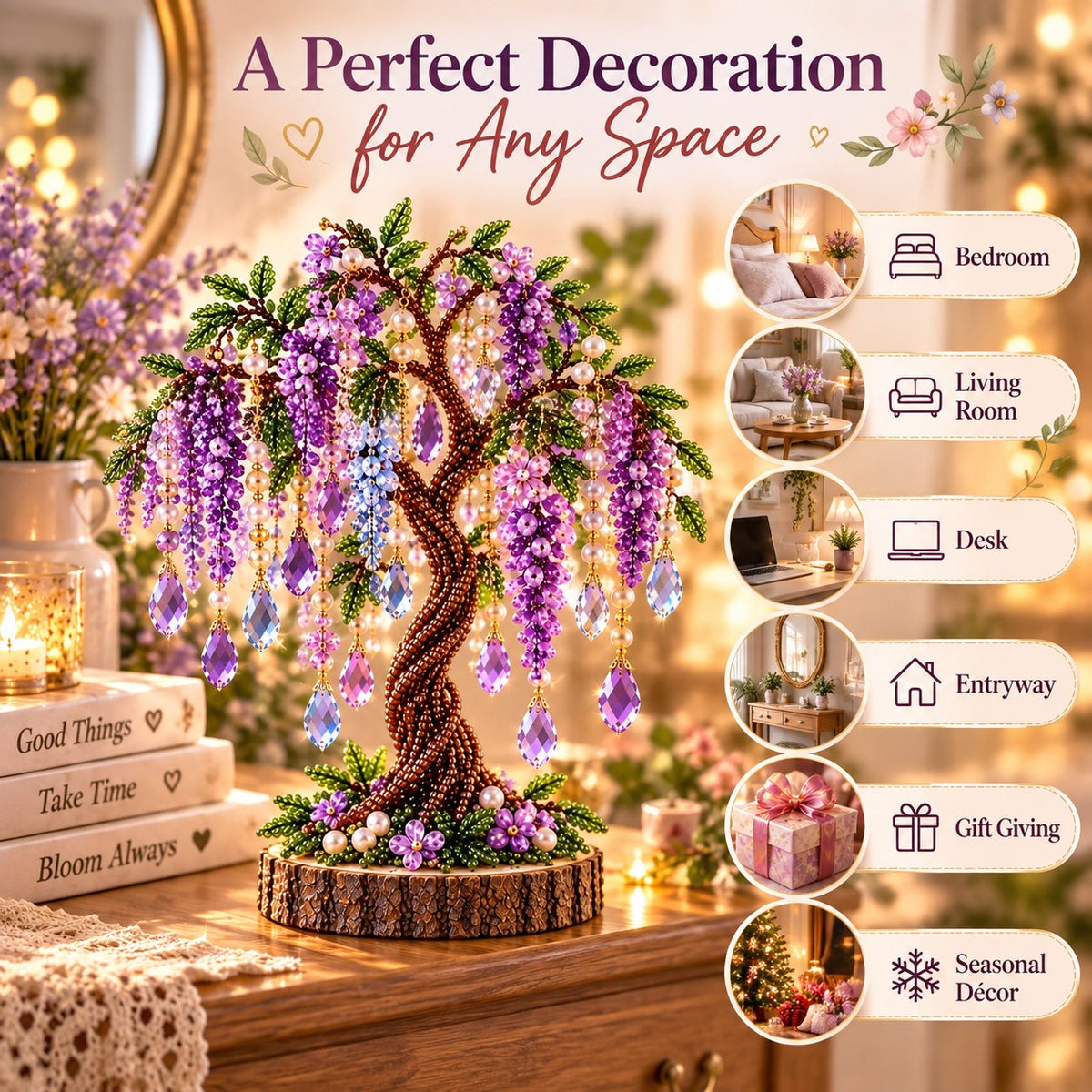 DIY Beaded Gem Tree Craft Kit – Handmade Crystal Tree Home Decor