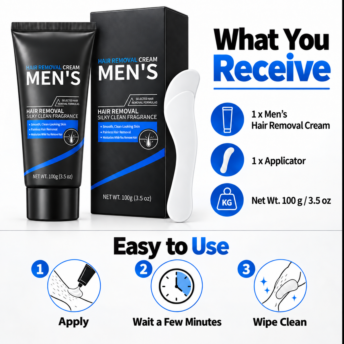Men’s Hair Removal Cream – Smooth, Clean-Looking Skin for Chest, Arms, Legs & Back