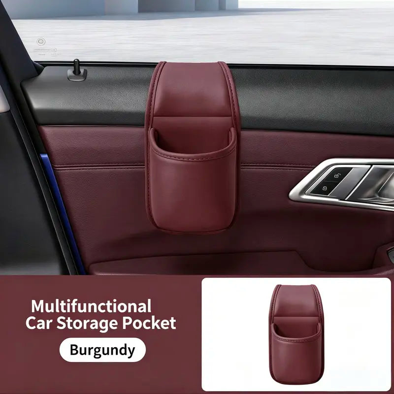 Multifunctional Leather Car Door Storage Pocket
