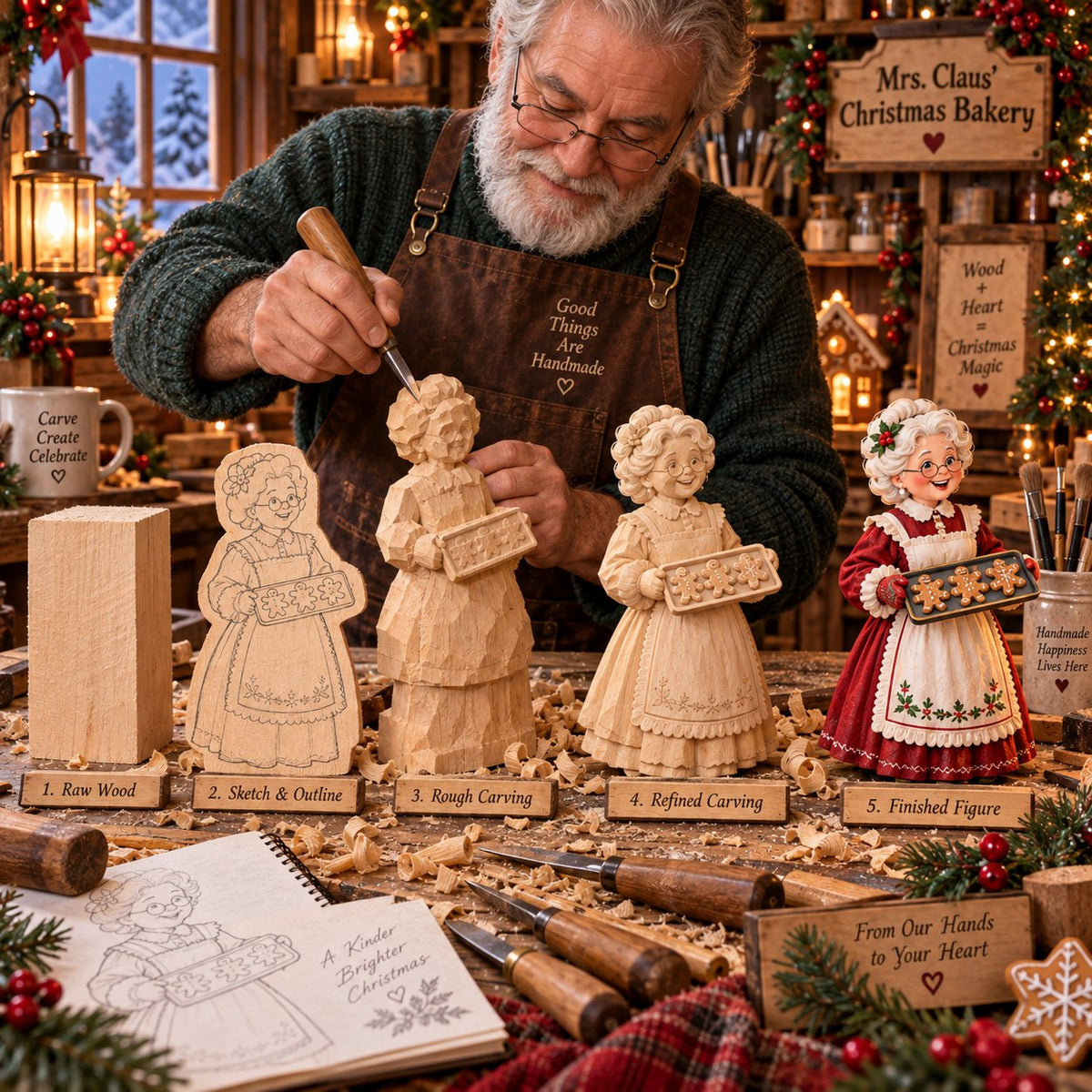 🎄 Mrs. Claus Christmas Bakery DIY Shadow Box Kit