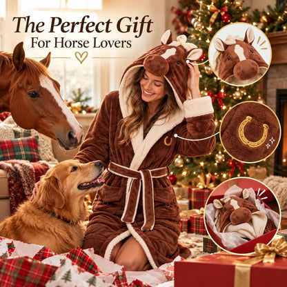 Horse Themed Full-Length Thermal Loungewear Robe