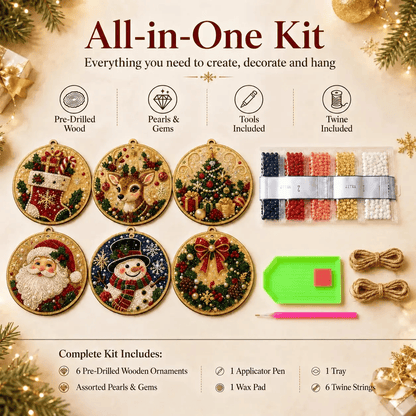 🔥Last Day of the Promotion!🎄Christmas DIY Diamond Painting Ornament Set (6‑Pieces)🎅