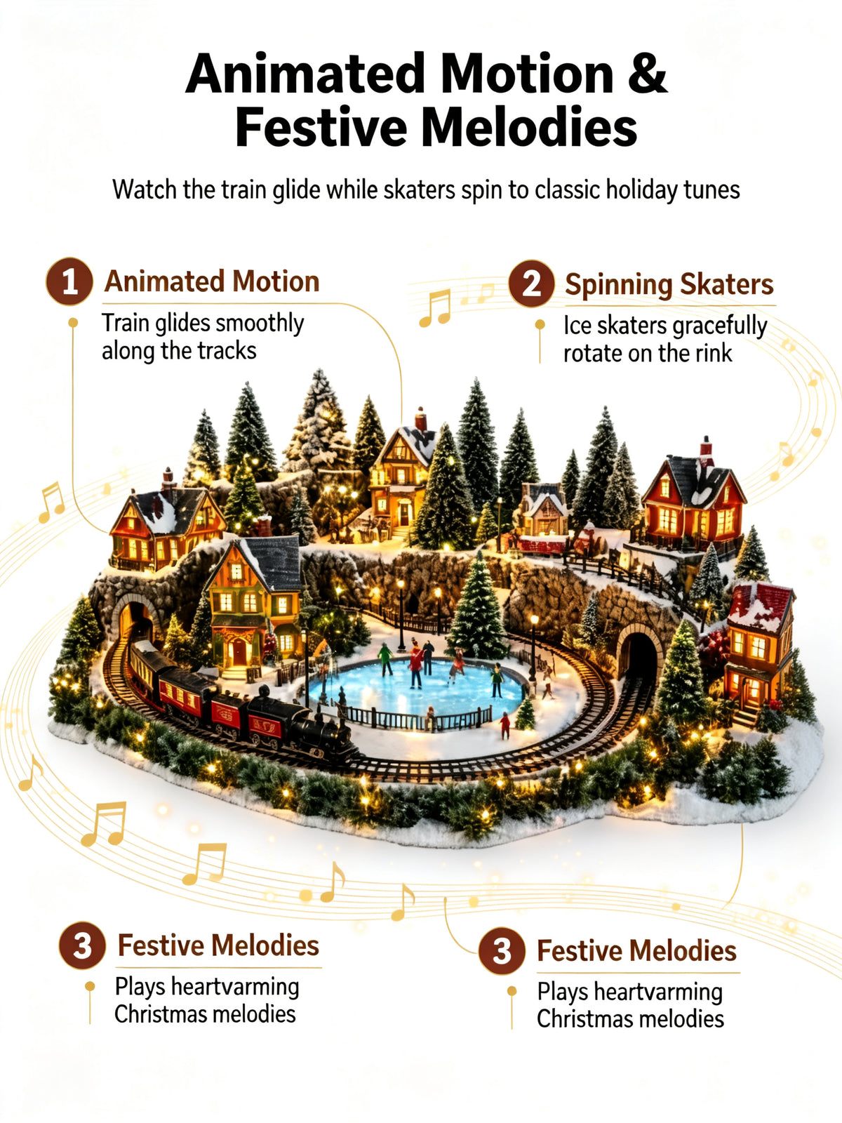 🔥 LAST DAY 49% OFF 🔥 Animated Holiday Train & Ice Rink Scene ✨