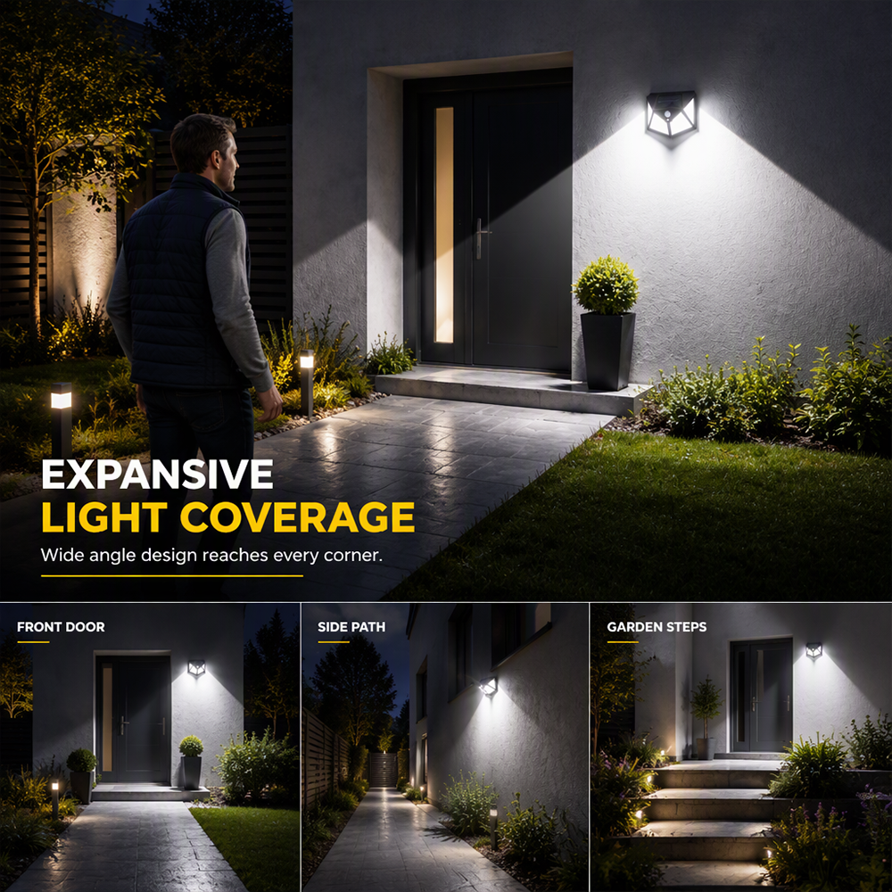 ✅【Buy one, get one free】 Auto light up when motion detected, powered fully by sunlight!