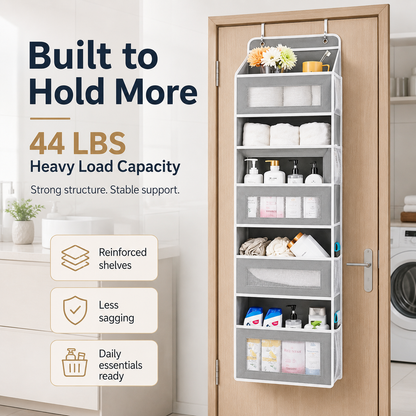 🔥🔥🔥 50% OFF 5-Tier Over-the-Door Organizer – Extra Side Mesh Pockets for More Storage
