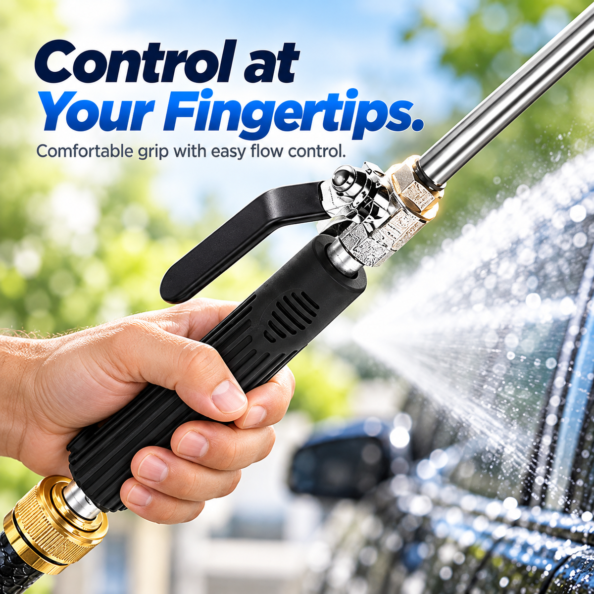 💧 High-Pressure Long-Reach Garden Hose Spray Wand with Jet & Fan Tips 🌿