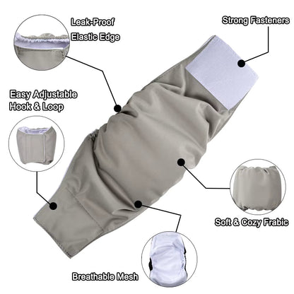 Washable Pet Diapers for Female Male Dogs, Reusable Doggy Diapers