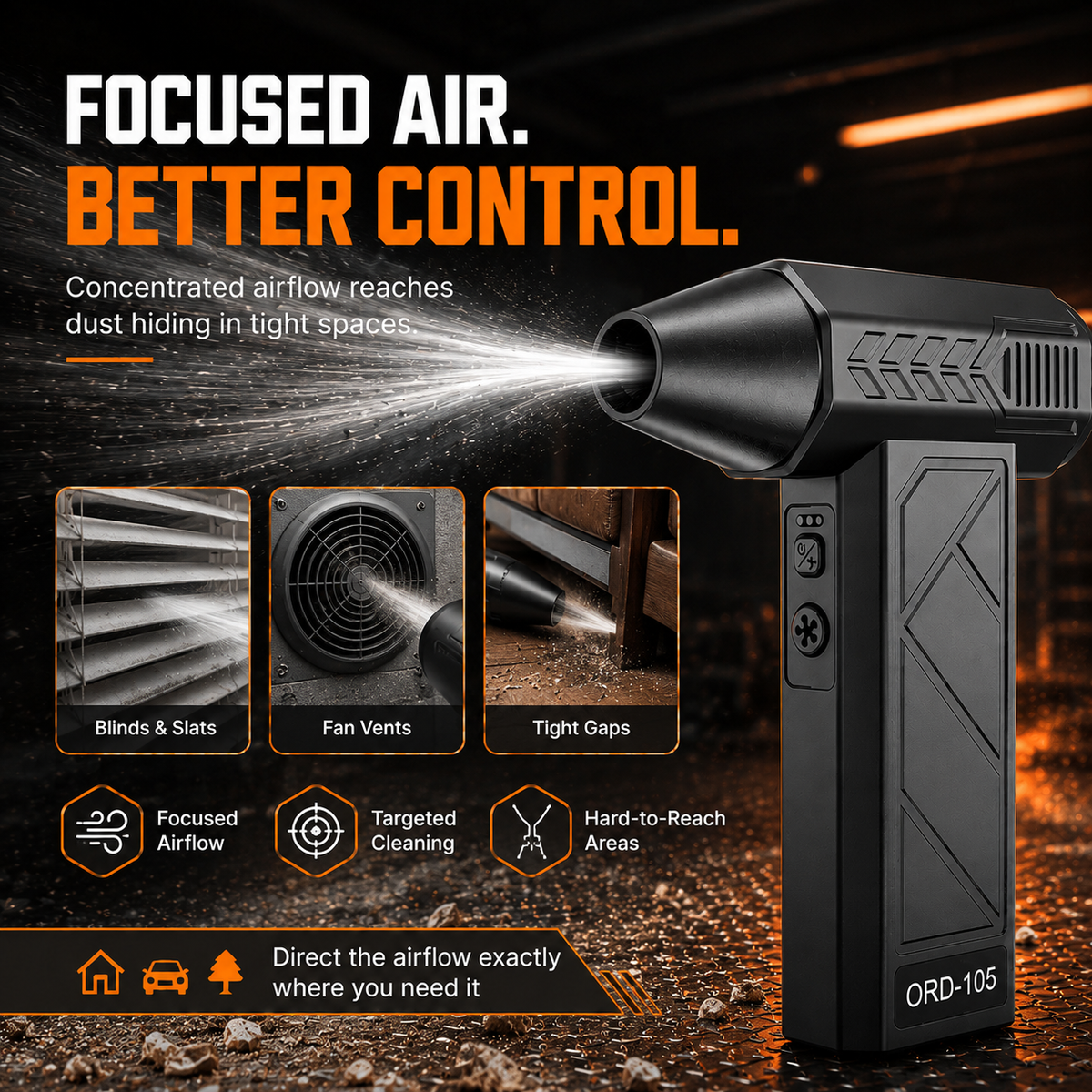 Cordless Turbo Air Duster – Powerful Rechargeable Cleaner for Cars, Garages & Workspaces