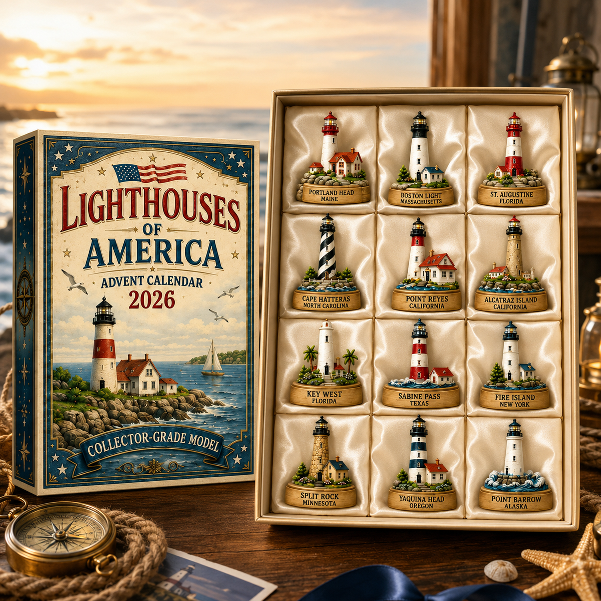 🌊🎄 Lighthouses of America Advent Calendar 2026 – 24-Day Coastal Countdown with Collectible Miniatures ⚓