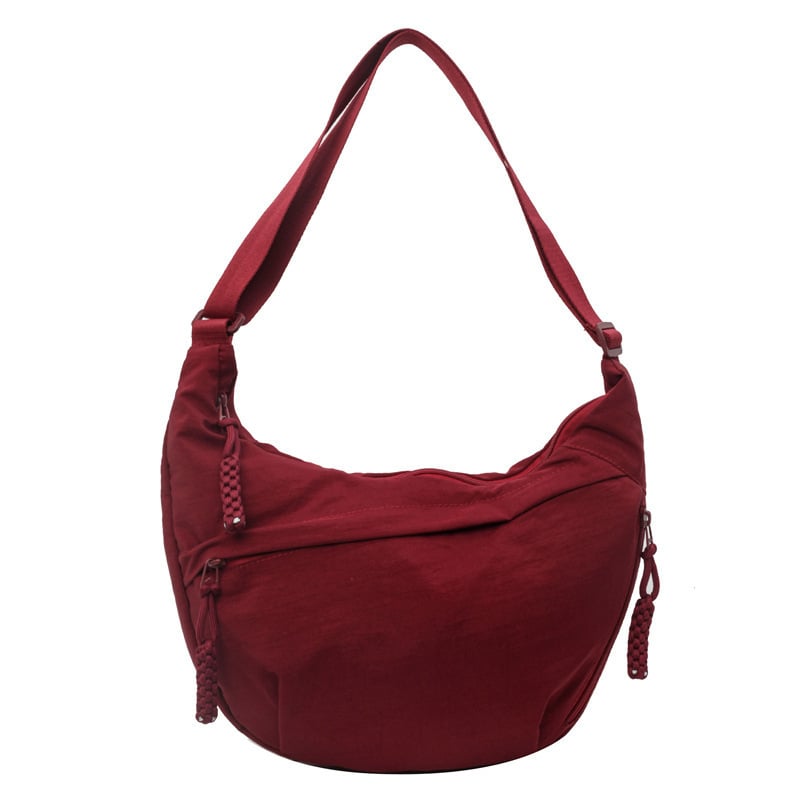 Women's Fashion Plain Color Nylon Crossbody Hobo Bag