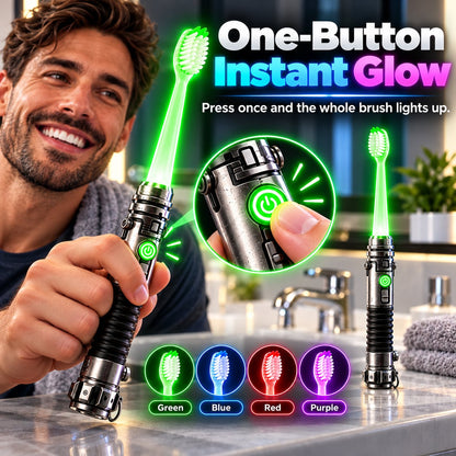Galactic Glow LED Manual Toothbrush ⚡Soft Bristles, Ergonomic Grip & 30-Day Replaceable Battery 🦷