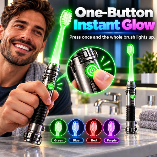 Galactic Glow LED Manual Toothbrush ⚡Soft Bristles, Ergonomic Grip & 30-Day Replaceable Battery 🦷
