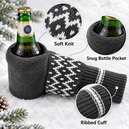 ❄️ Nordic Knit Beer Mitten 🍺 Universal Thermal Beverage Glove for Beer Bottles & Cans