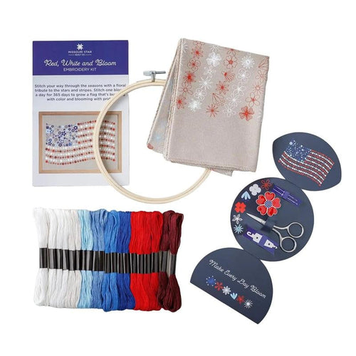 ⚡Hot Sales 49% OFF - 🎨🧵Red, White & Bloom Embroidery Kit