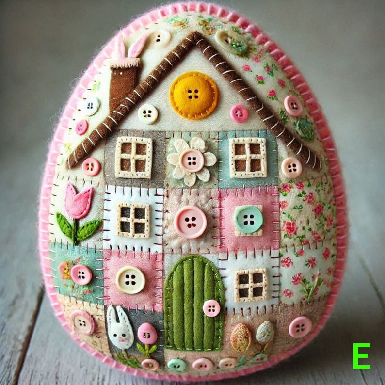 🏡LAST DAY SAEL 49% OFF!!✨🥚Patchwork Felt Egg House DIY Kit