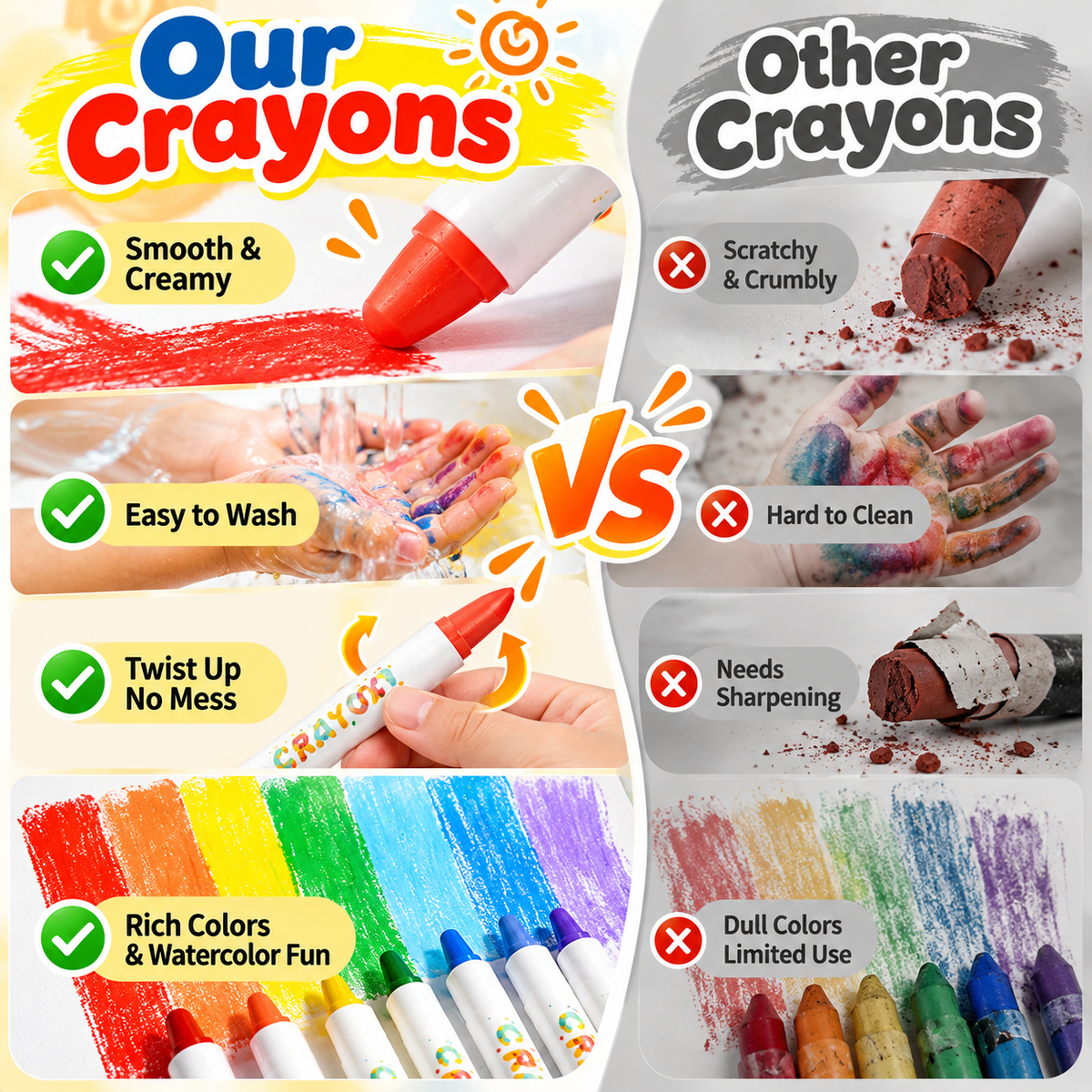 🎨 Washable Silky Twist-Up Crayons for Kids