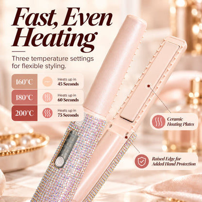 💕✨ Rechargeable Mini Hair Straightener – Cordless USB-C Portable Styling Iron