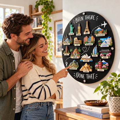 🌍 Travel Magnet Display Board | “Been There, Done That” Memory Wall