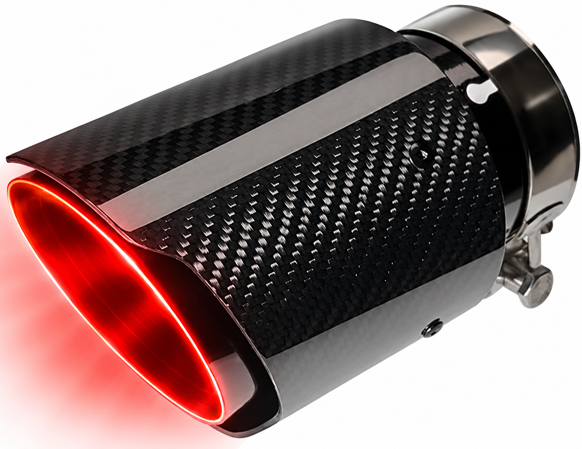 Carbon Fiber Car Exhaust Tip, Gloss Finish Slant Cut Muffler Tip