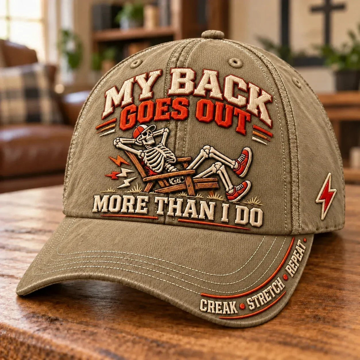 ⏳ Last Day 49% OFF – 💀 “My Back Goes Out More Than I Do” Vintage Baseball Cap | Cotton-Poly Blend • Detailed Embroidery • Adjustable Fit